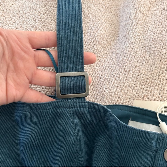 finders keepers anthro corduroy silver buckle snap button turquoise crop top - Picture 4 of 6